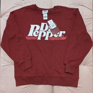 NWT Unisex Dr. Pepper Maroon Crewneck Sweatshirt Fun Be A Pepper